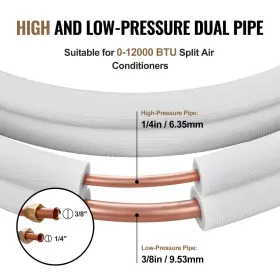 Kdljgtj14inc1kxrq Vevor Ductless Mini Split Line Set 1/4 Inch X 3/8 25 Ft Insulated Copper Ac Kits #2