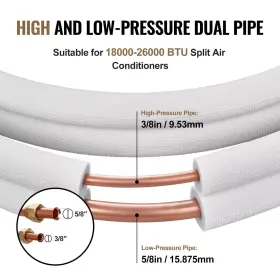 Kdljtg50ft386yxzyv0 Vevor Ductless Mini Split Line Set 3/8 Inch X 5/8 50 Ft Insulated Copper Ac Tube #3