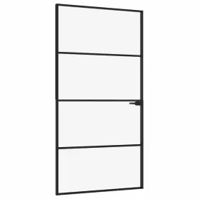 153661 Vidaxl Interior Door For Bathroom Bedroom Black Tempered Glass And Aluminum Slim