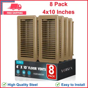06346711 Voisen Floor Register 4x10 8 Pack Brown Vents Heavy Duty Steel Walkable