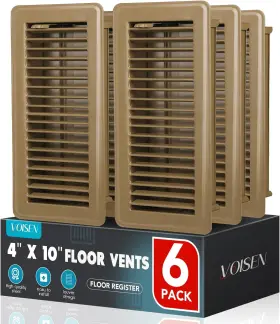 Voisen 711181746372 Floor Register 4x10 6 Pack Brown Vent Covers Heavy Duty Steel Walkable
