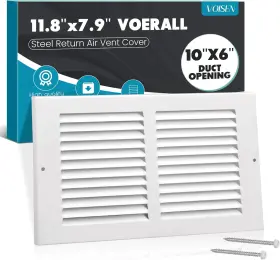 Voisen 726084817098 Return Air Grille Fits 10x6 Duct Opening Steel Vent Cover White V