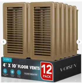 Voisen 744759958648 Floor Register 4x10 10 Pack Brown Vents Heavy Duty Steel