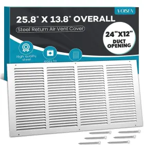 Voisen 752505984063 Fits 24x12 Duct Opening Steel Return Air Grille By Vent Cover Grill