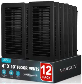 Vent-12p Voisen Floor Register 4x10 12 Pack Black Vents Heavy Duty Steel