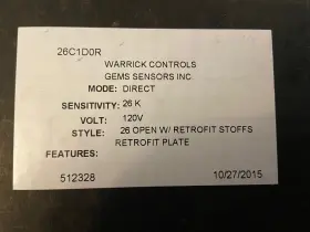 26c1d0r Warrick Gems Sensors General Purpose Low Water Cutoff Open Circuit Board Control Nos