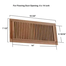 Welland 814874015158 6 Inch X 14 Red Oak Hardwood Vent Floor Register Self Rimming Un #3