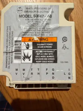 50f47-60 White-rodgers Oem Furnace Ignition Control Board N Very Good Condition
