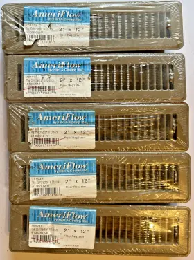 413b2x12-r Worldwide Sourcing Ameri Flow Rectangle Floor Register Vent 2 Inch X 12 In Metal Steel Brown Lot Of 5