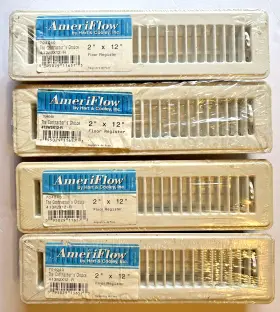413w2x12-r Worldwide Sourcing Ameri Flow Rectangle Floor Register Vent 2 Inch X 12 In Metal Steel White Lot Of 4