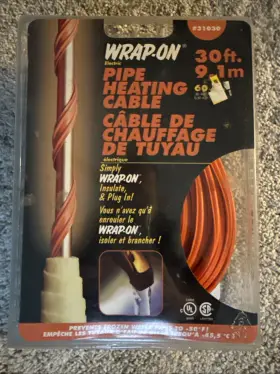 Wrap-on 037841310302 Pipe Heating Cable 30-feet 120 Volt Built-in Thermostat Low Wattage