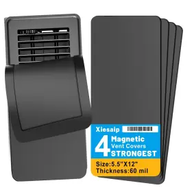 Xiesaip 797275448995 Magnetic Vent Covers 4-pack 5.5 Inch X 12 Black - Flexible For Floor Wall