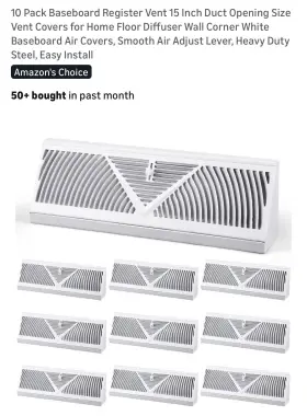B0cjxg79hw Yaocom 10 Pack 15 Inch Baseboard Vent Register Covers Steel Floor Wall Diffuser White