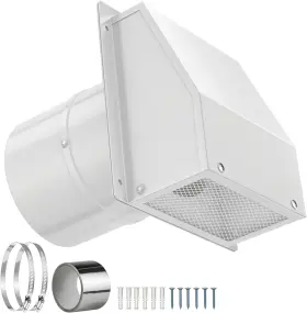 Yigoece 726084721883 4 Inch Hooded Wall Vent With Screen And Damper Exhaust Cover Foam Gas