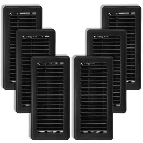 Yo-floorvent-rec-6p Yopay 6 Pack Floor Register 4x10 Inch Walkable Black Vent Covers For Home Fl