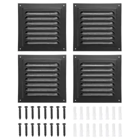 Zaplyte 614553443711 4pcs 6 Inch X6 Aluminum Gable Vent Exterior Wall Outlet Vents For Attic Black