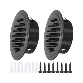 Zaplyte 649603990112 2pcs 4 Inch Round Air Vent Cover Stainless Steel Louvered Inlet Outlet Screen Black