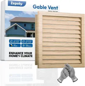 Zepoty 689855654189 24 Inch X Wood Gable Vent - Replaceable Screen Paintable Beauty And Smooth