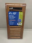 New, T. A. Industries Solid Oak Floor Diffuser, 4" 10", Model H168ODF04X10. Fixed Price $13.79.