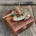 Marine Instruments Solid Bras Sextant With Brown Wooden Box Vintage Look Decor. Fixed Price $44.00.