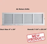 Air Return Grille 6" X 24 Duct Size Ac Heat Vent Cover Steel Wall Ceiling White. Fixed Price $30.95.