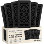 Sierra Grates Precision Flow 4"X10" Steel - 5 Vent, Textured Black. Fixed Price $25.00.