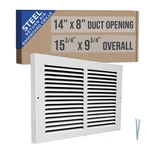 Handua 14X8 Steel Baseboard Return Air Grille White Vent Duct Cover 15.75". Fixed Price $43.30.