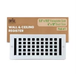 Empire Register Co, Vent Cover - 4X10 Inch, Square Design, White Finish. Fixed Price $29.00.