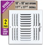 Handua 2-PACK 10X10 Duct Air Diffuser 3-WAY Curved Blade, White. Fixed Price $32.99.