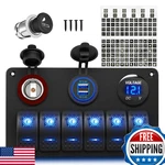 Rvboatpat 6 Gang Marine Switch Panel 12V Waterproof Rocker Blue Led Usb Voltmete. Fixed Price $54.83.