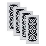 (4-PACK) Scroll Design Floor Register, 4X10 Inches, Painted White (FS410-WH). Fixed Price $97.14.