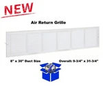 Air Return Grille Vent Cover White 8" X 30" Duct Size Steel Wall Ceiling Ac Heat. Fixed Price $28.50.