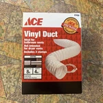 Ace Vinyl Duct 47458 W/ 2 Clamps 4" Diam 8' Long New Flexible, White Bath Vent. Fixed Price $9.55.