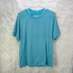 Lululemon Mens Vent Tech Shirt Wild Aqua Blue Stretch Your Head Size Large. Fixed Price $49.95.