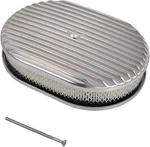 12" Polished Aluminum Oval Air Cleaner Kit Fully Finned Fits Chevy Ford 5-1/8". Fixed Price $101.69.
