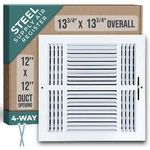 Fits 12X12 Duct Opening 4 Way Steel Air Supply Diffuser By Handua Register .... Fixed Price $54.08.