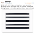 14X10 Modern Ac Vent Cover - Decorative White Air Standard Linear Slot Di. Fixed Price $45.00.