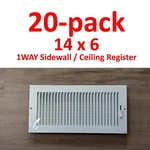 (20) Proselect PS1WW14U Vent 14" X 6" White 1-WAY Steel Register Cover Bulk. Fixed Price $108.99.