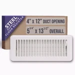 4X12 Pack White Floor Register With Louvered Design Heavy Duty W/ Damper. Fixed Price $17.00.
