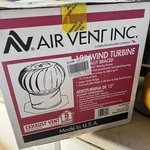 Air Vent Inc. 12IN. Wind Turbine Exhaust 52103 WTI12AX. Gus. Fixed Price $175.00.