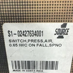 Source S1-02427634001 Spno Pressure Switch 0.65 Iwc. York, Coleman, Luxair.. Fixed Price $39.95.
