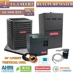 Goodman Ton 14.5 SEER2 Heat Pump & 96% Gas Furnace 60K Btu Vertical Coil R32. Fixed Price $6356.00.