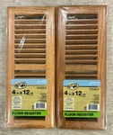 Hampton Bay 4X12" (lot Of 2) Wooden Floor Register-medium Oak Finish/unopenede. Fixed Price $62.99.