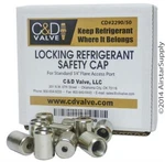 CD2290 1/4" Universal Locking Refrigerant Safety Caps Usa Made Pack Of (25). Fixed Price $175.00.