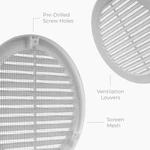 6" (inner) Round Air Vent Cover White Plastic Soffit Deflector Wit.... Fixed Price $14.95.