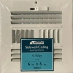 Accord 6" X 4-WAY Sidewall / Ceiling Ventilation Register White 068181. Fixed Price $18.99.