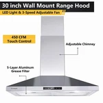 30IN Wall Mounted Hood Vents 450CFM Stainless Steel Kitchen Exhaust Fan Led New. Fixed Price $139.99.