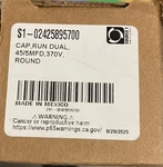 York S1-02425895700 Dual Run Capacitor 45/5MFD 370V Round. Fixed Price $59.00.