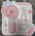 Danbar Global Strawberry Mini Portable Desktop Fan, Rechargeable, Usb, Pink. Fixed Price $20.00.