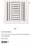 Hvac Premium 12"W X 12"H 3-WAY Air Vent Adjustable Aluminum Curved Blades.... Fixed Price $36.99.